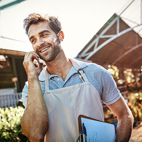 An employee on the phone