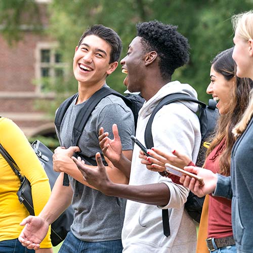 College students talk and laugh