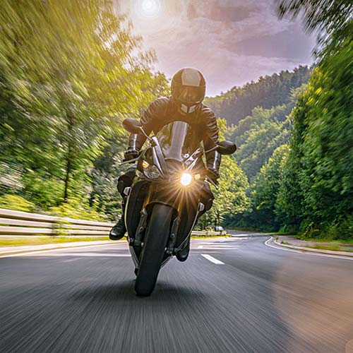 A rider on a motorcycle