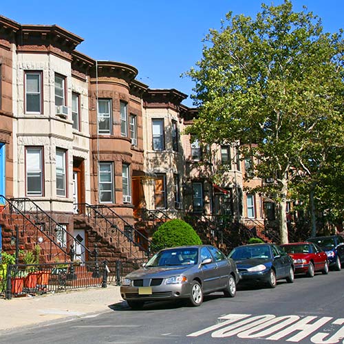 Townhouses and cars